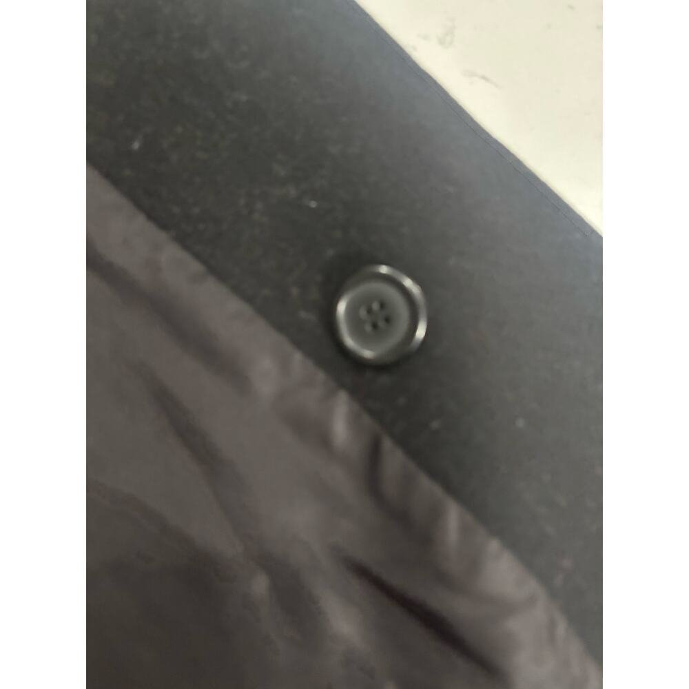 Jones New York wool long trenchcoat sz 14 W black minimalist old money  flaw - Picture 9 of 11